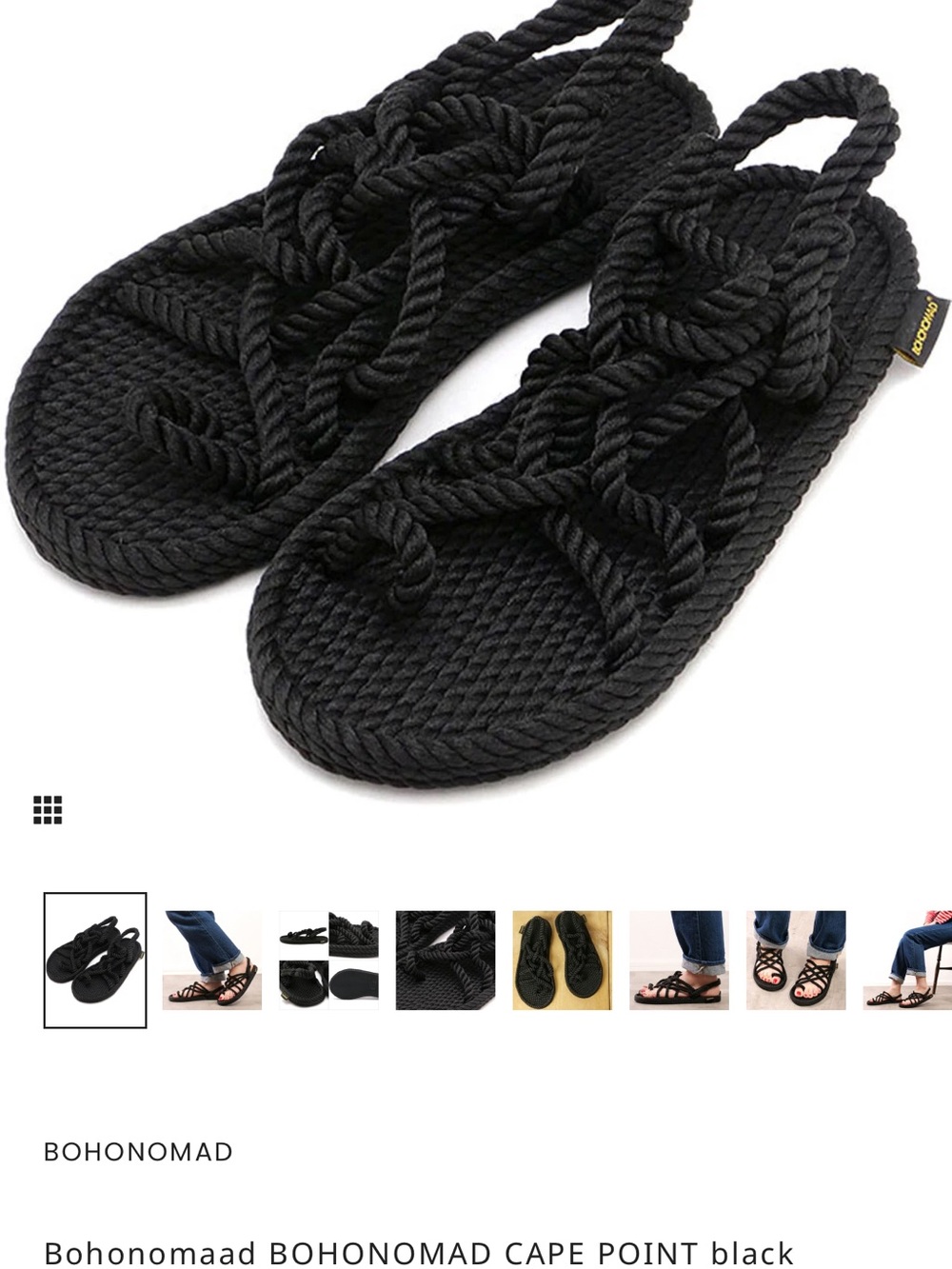 Nomad Black Knotted Rope Slide Sandals